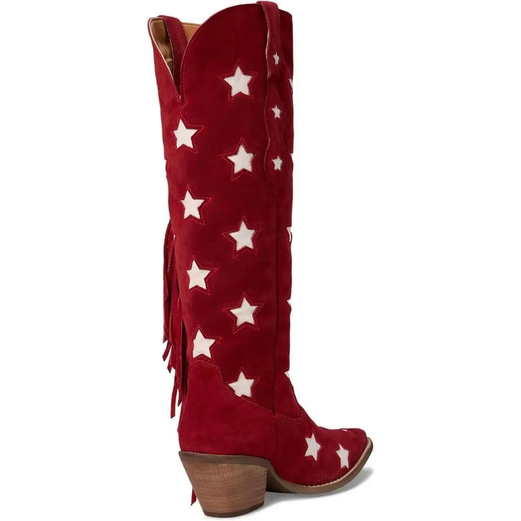 Five-Pointed Star Tassel Red Western Long Boots
