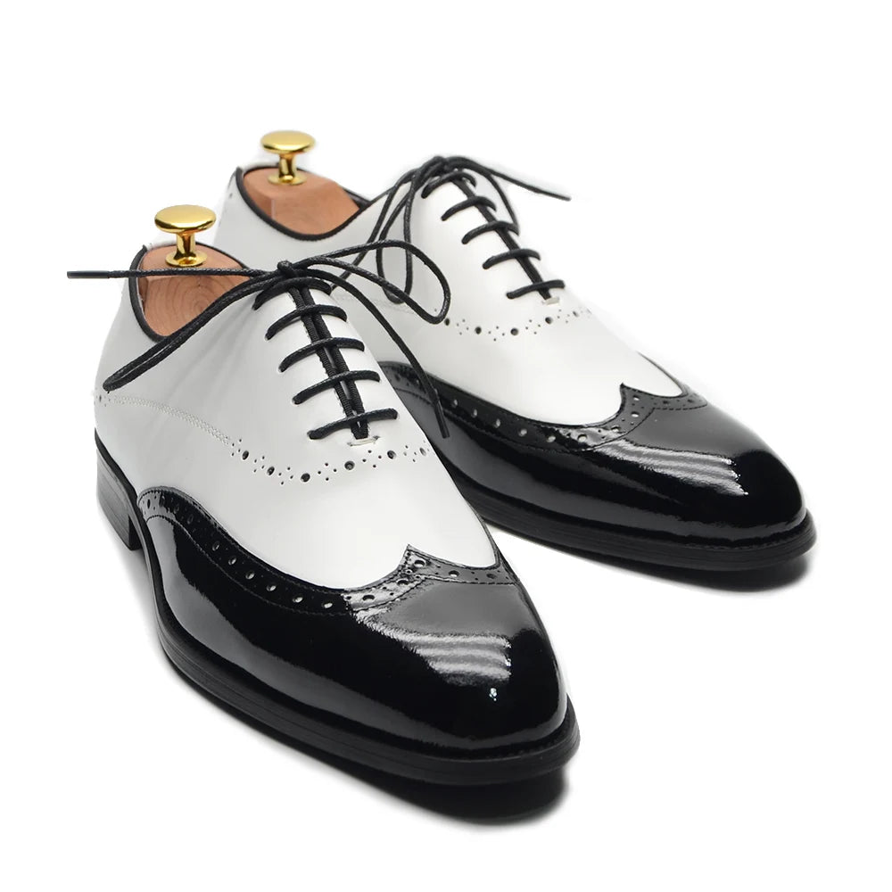 Leather Wingtip Lace-up Oxfords
