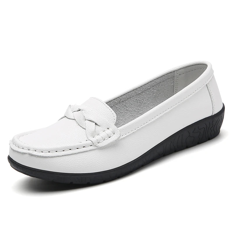 Women Soft Leather Casual Slip On Loafer