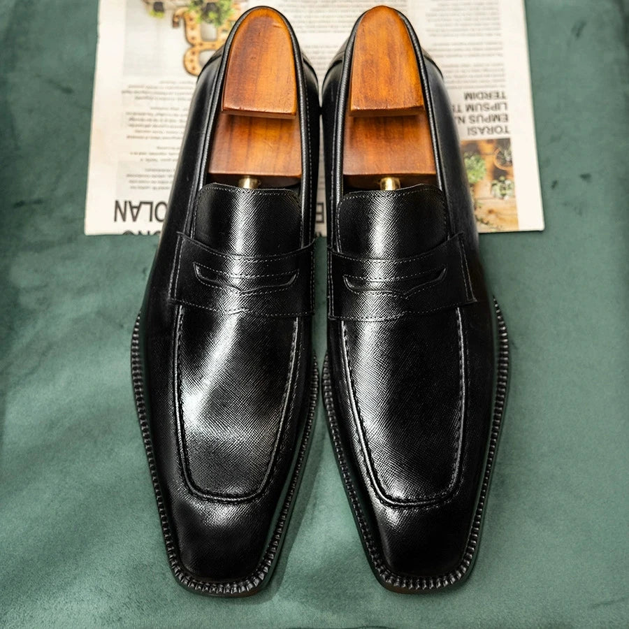 Genuine Leather Mens Slip On Loafers