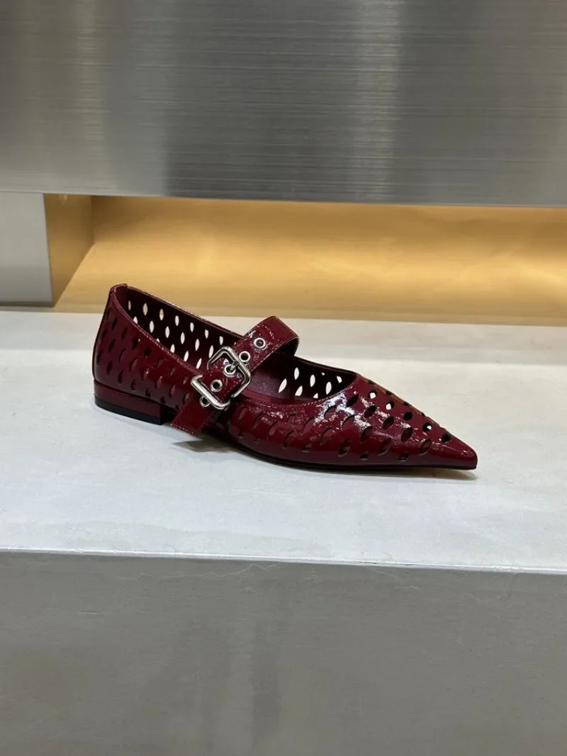 Pointed Toe Flats Hollow Loafers