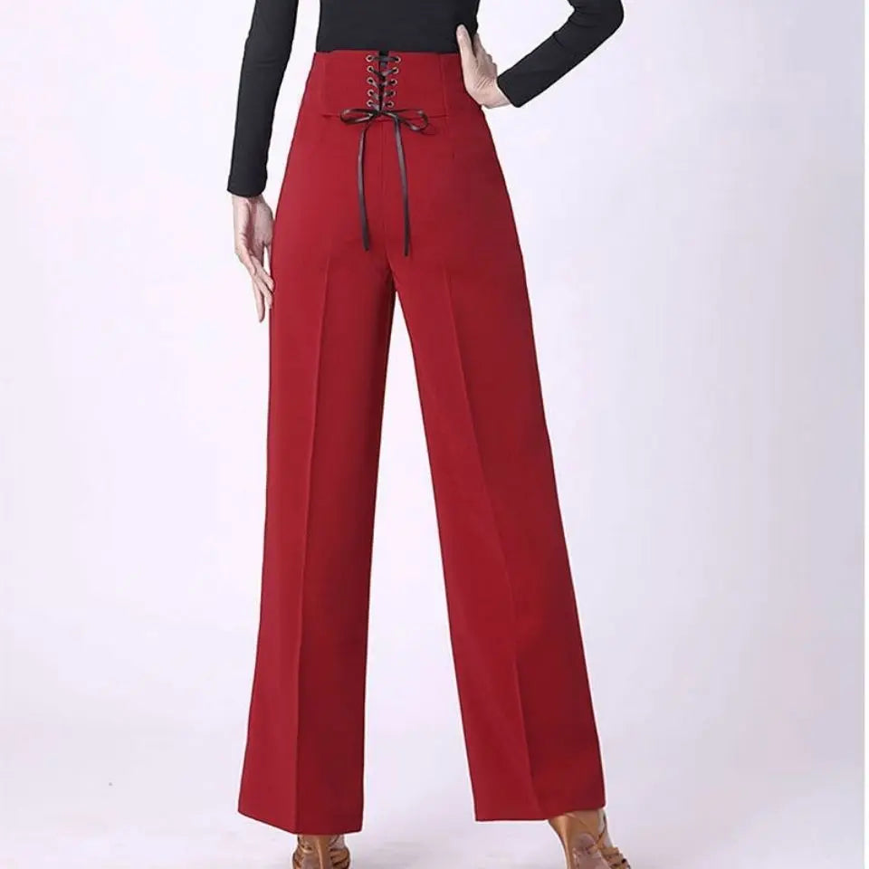 Wide-Leg High Waist Casual Loose Latin Chiffon Trousers