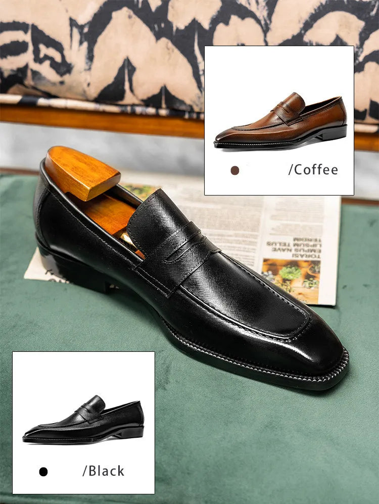 Genuine Leather Mens Slip On Loafers