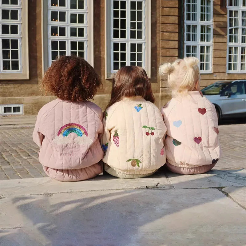 Children's coats embroidered sequined thickened wool jacket
