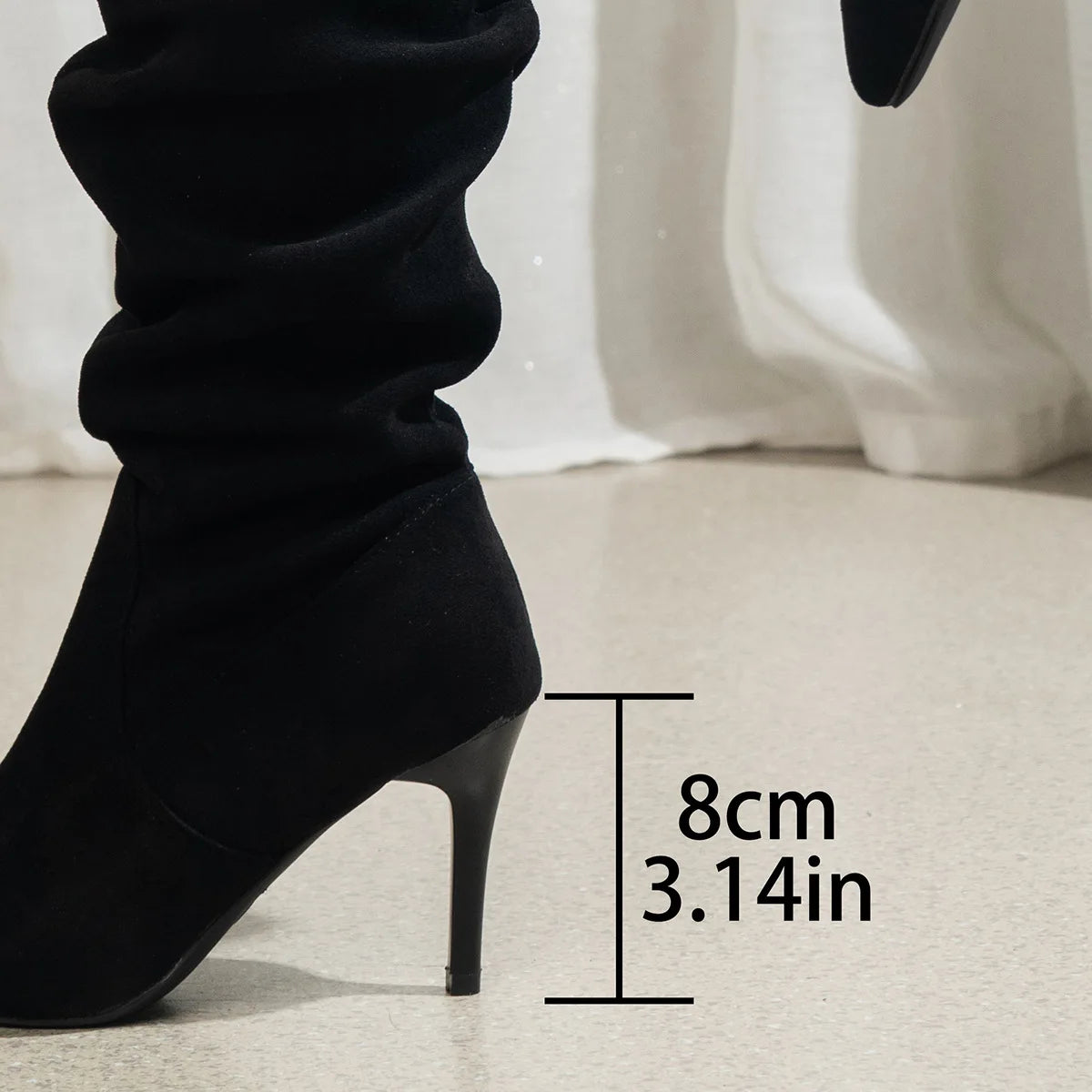 Elegant Heeled Knee Suede Pointed Toe Footwear