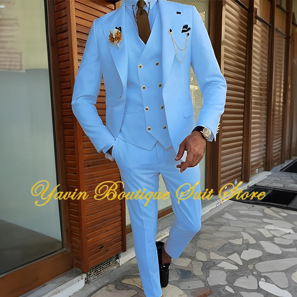 3-piece Formal Blazer Pants Vest Tuxedo Elegant Men's Suits