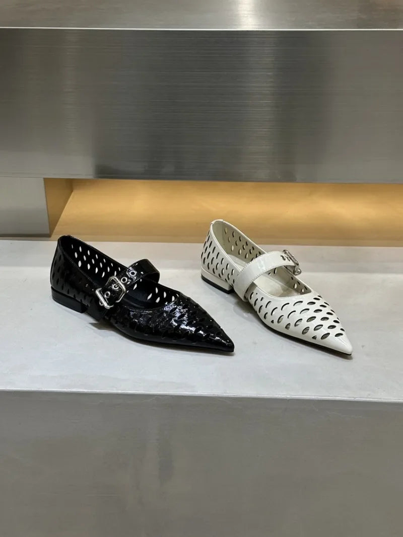 Pointed Toe Flats Hollow Loafers