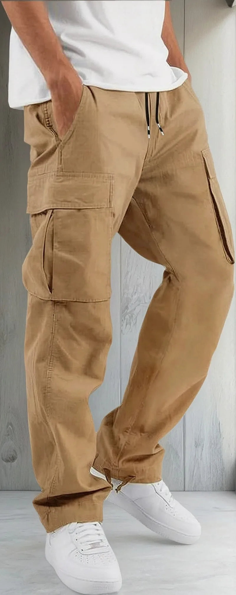 4-Piece Men's Cotton Straight Leg Casual Loose Work Pants, Stylish And Versatile Design