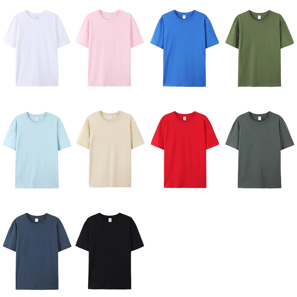 Plain Cotton Short Sleeve Unisex Crew Neck T-shirts