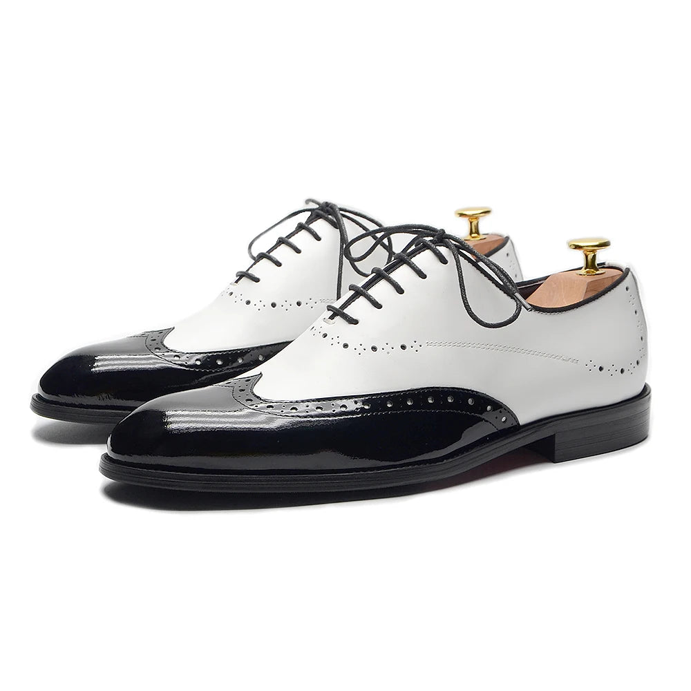 Leather Wingtip Lace-up Oxfords