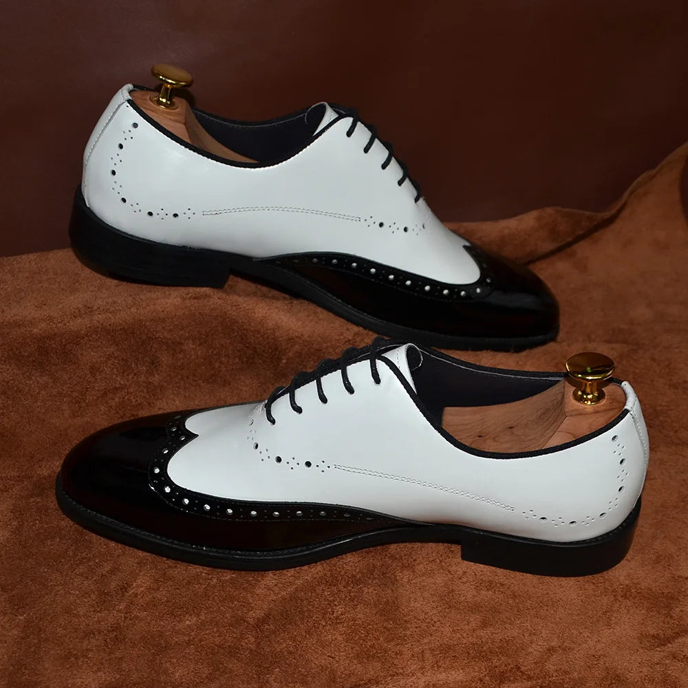 Leather Wingtip Lace-up Oxfords