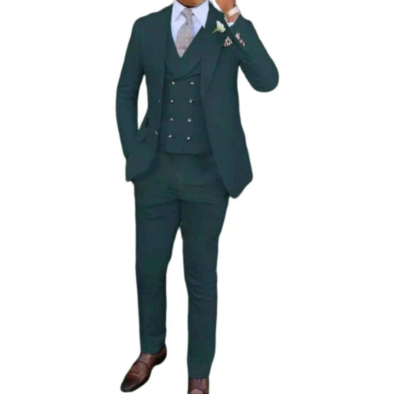 Men's Slim-Fit Three-Piece Suit，Three-Piece set of Vest, Blazer and Trousers，Ideal for Weddings, Business and Formal Occasions