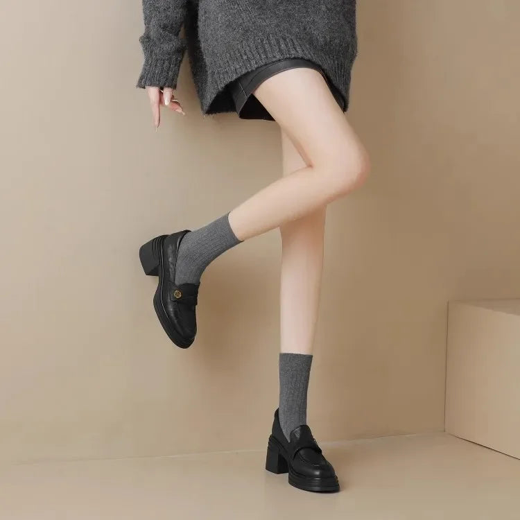 High Heel Retro Loafers