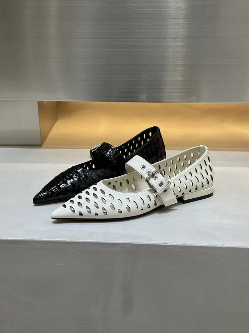 Pointed Toe Flats Hollow Loafers