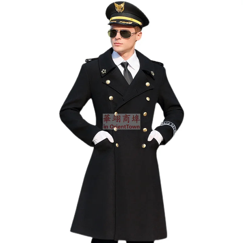 Woolen Double breasted Black General Coat Wool Greatcoat Coat Tops