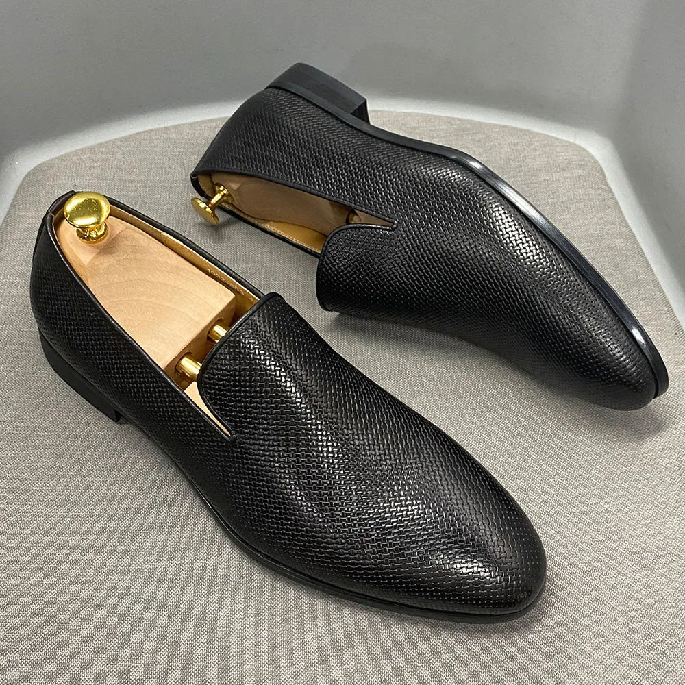 Men's Genuine Leather Slip-On Casual Pointed Toe Loafer