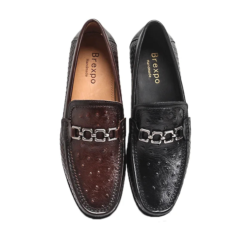 Pointed Toe Handmade Military Style Banquet Shoes with Metal Buckles