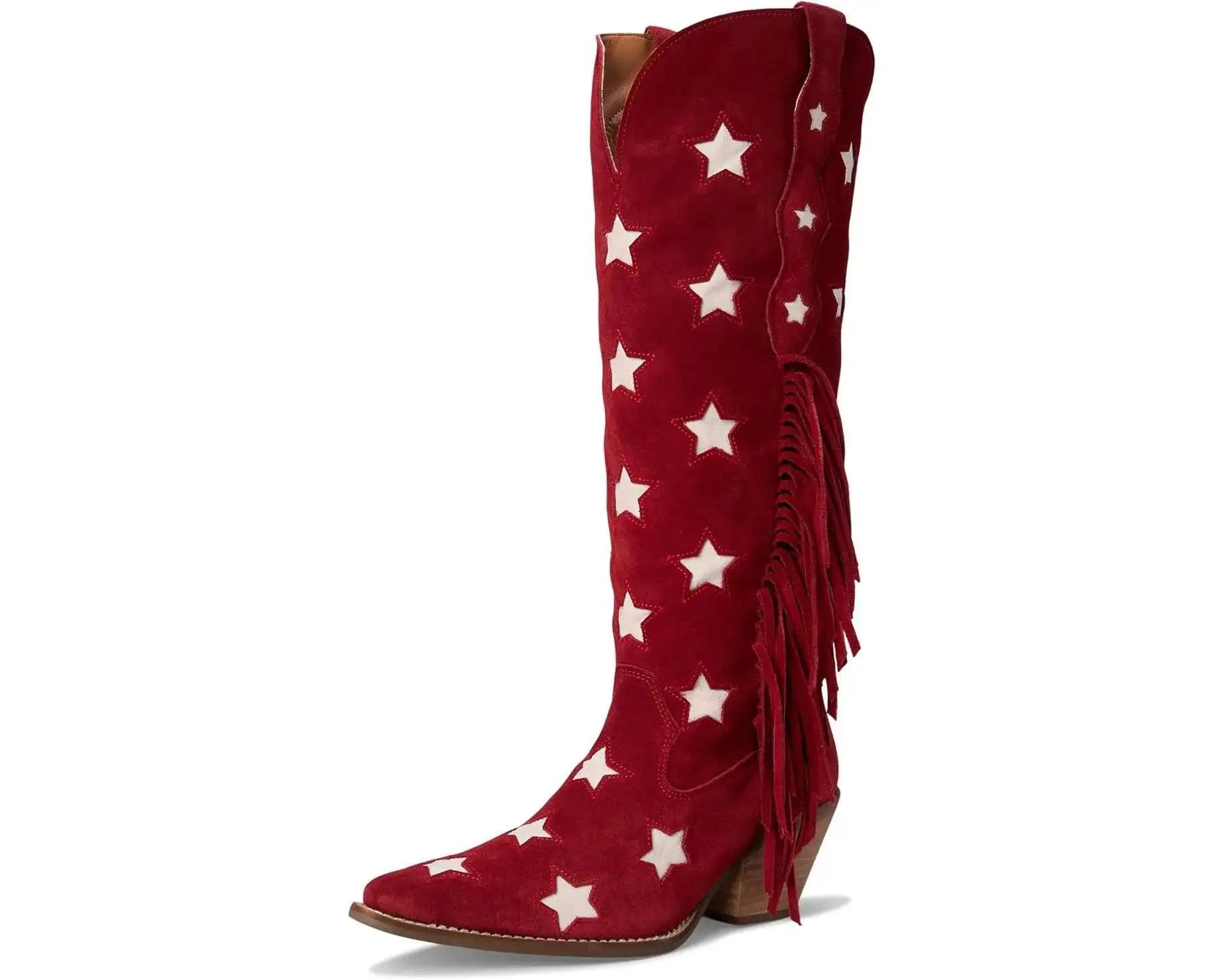 Five-Pointed Star Tassel Red Western Long Boots