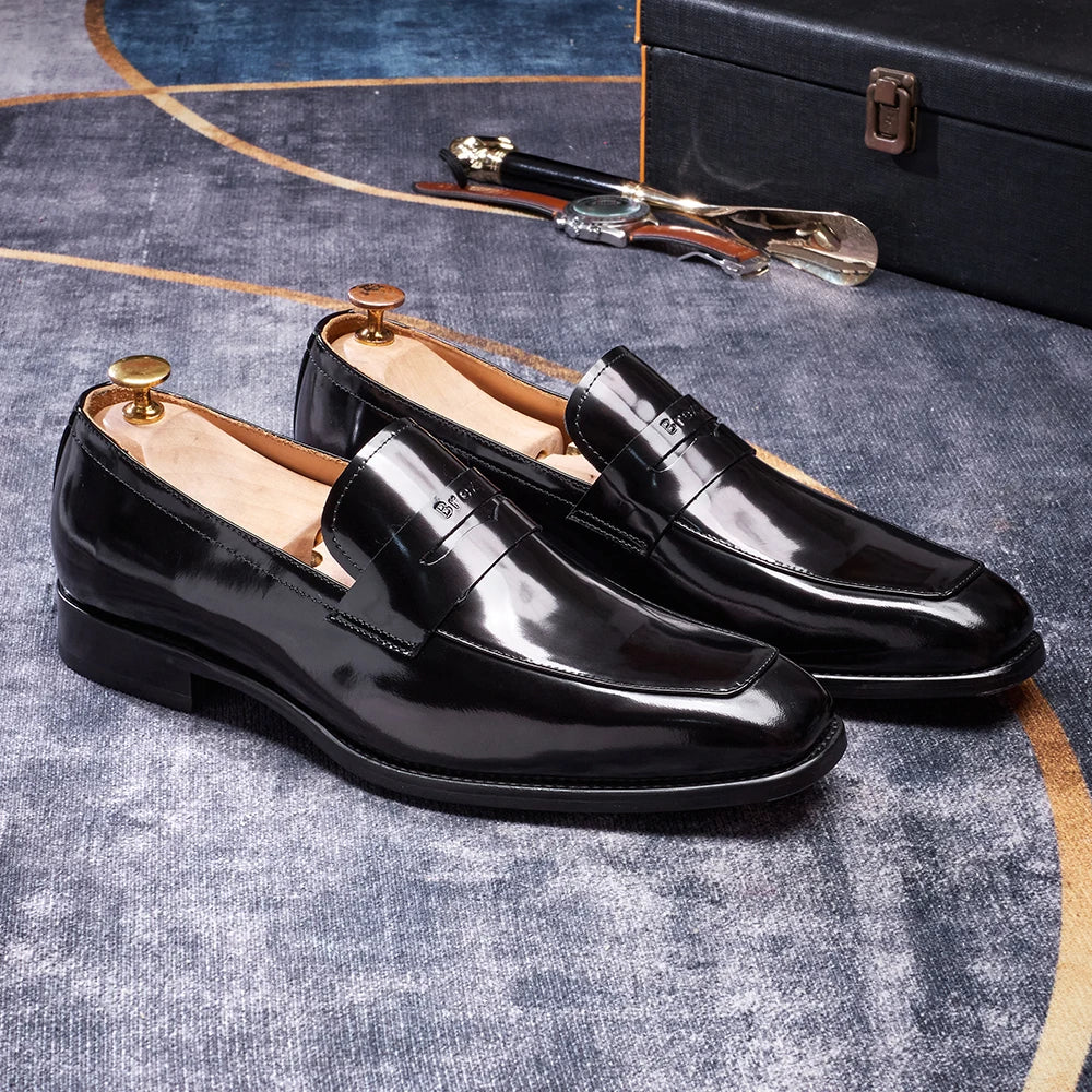 Hand-Stitched Genuine Leather Slip-On Loafers