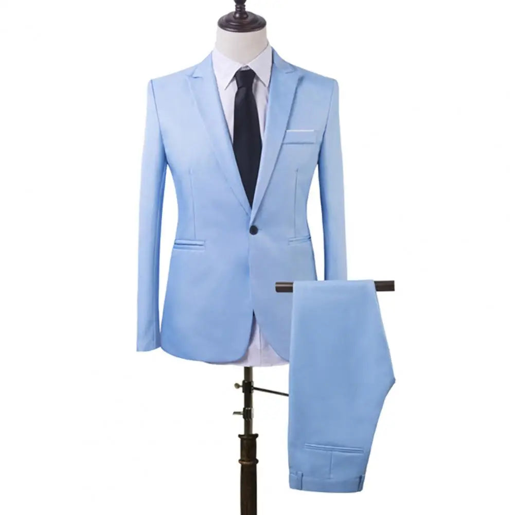 Men Slim Fit Business Suit One Button Formal Two-Piece Suit Boutique Business Dress Wedding Groom Suit Coat Blazers Trousers