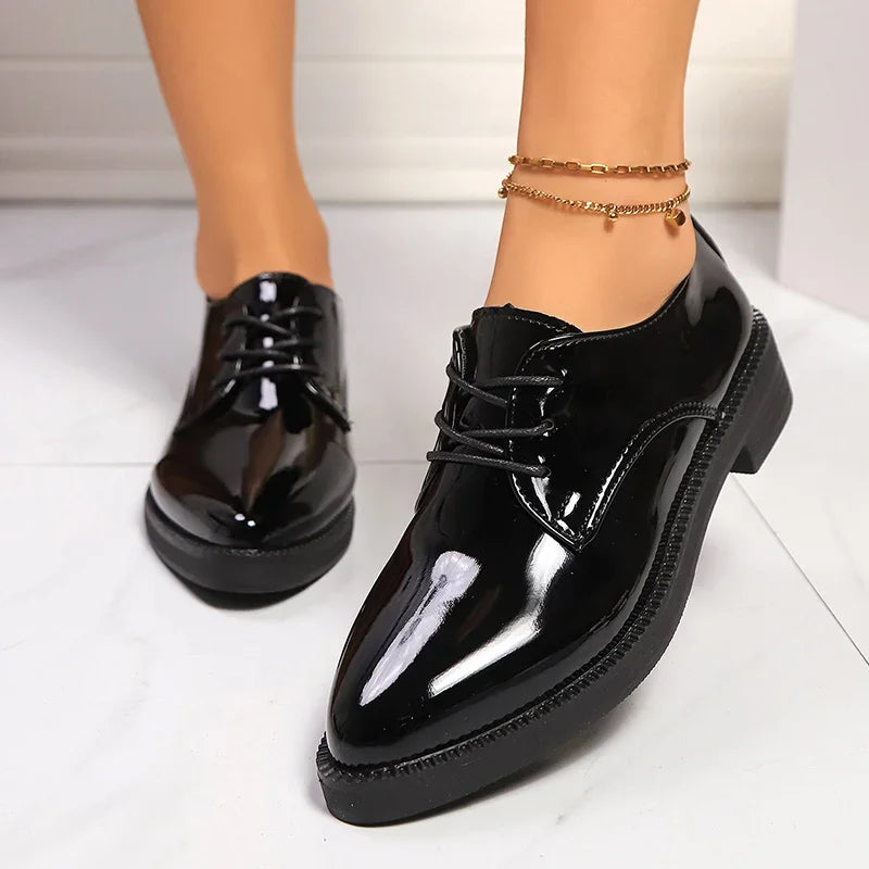 Women's Black Lace Up Classic Oxfords