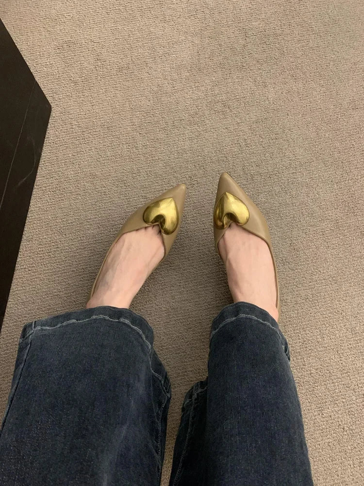 Elegant Black Flat Bottomed Single Shoes