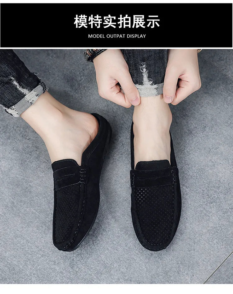 Men's Doudou Shoes Half Support Breathable Baotou Half Slippers Loafer Shoes
