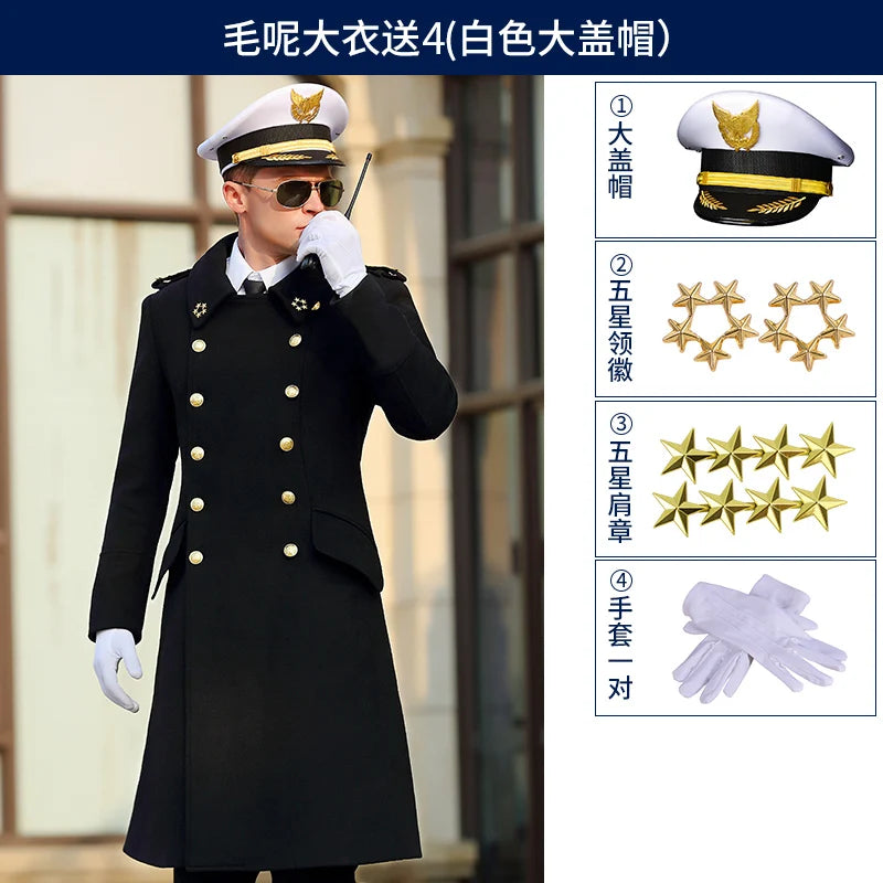 Woolen Double breasted Black General Coat Wool Greatcoat Coat Tops