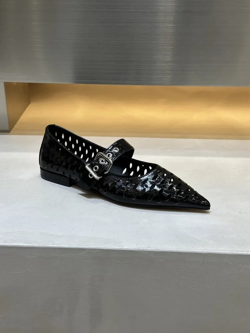 Pointed Toe Flats Hollow Loafers