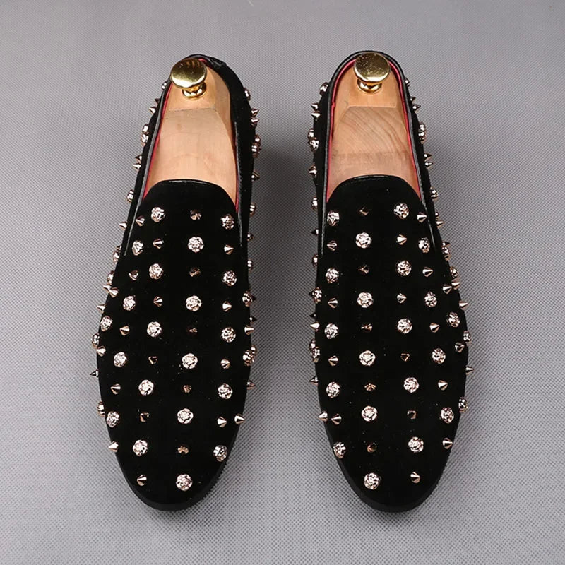 British Pointed Punk Rivet Loafers