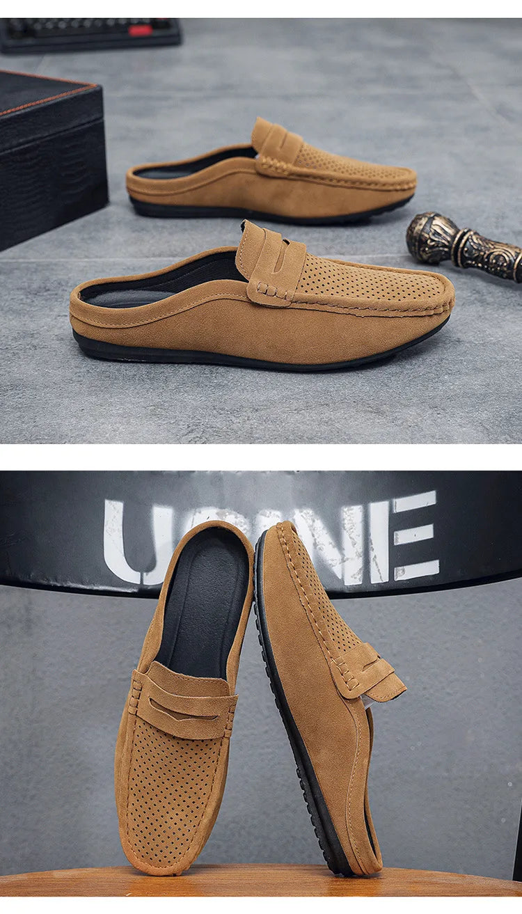 Men's Doudou Shoes Half Support Breathable Baotou Half Slippers Loafer Shoes