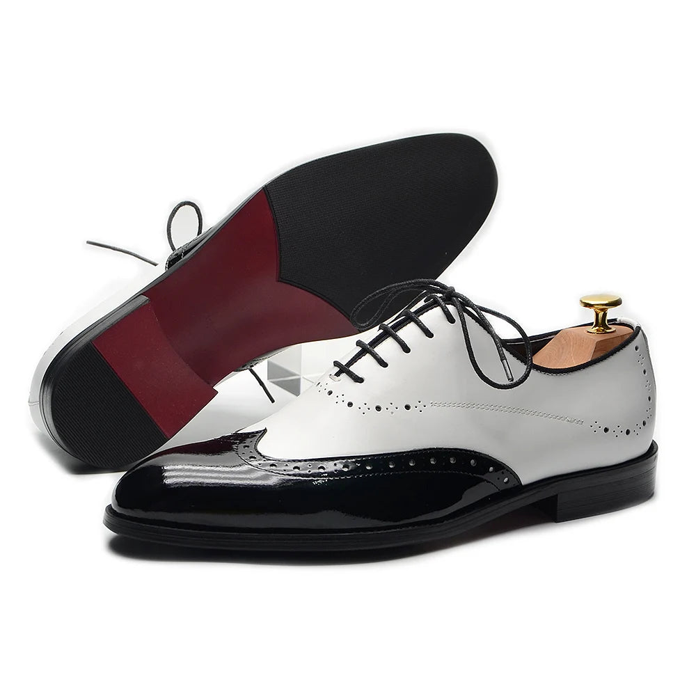 Leather Wingtip Lace-up Oxfords