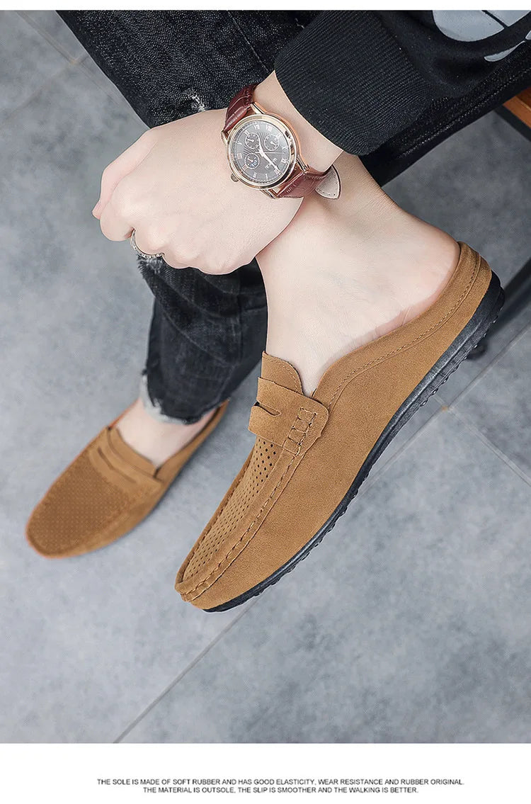 Men's Doudou Shoes Half Support Breathable Baotou Half Slippers Loafer Shoes