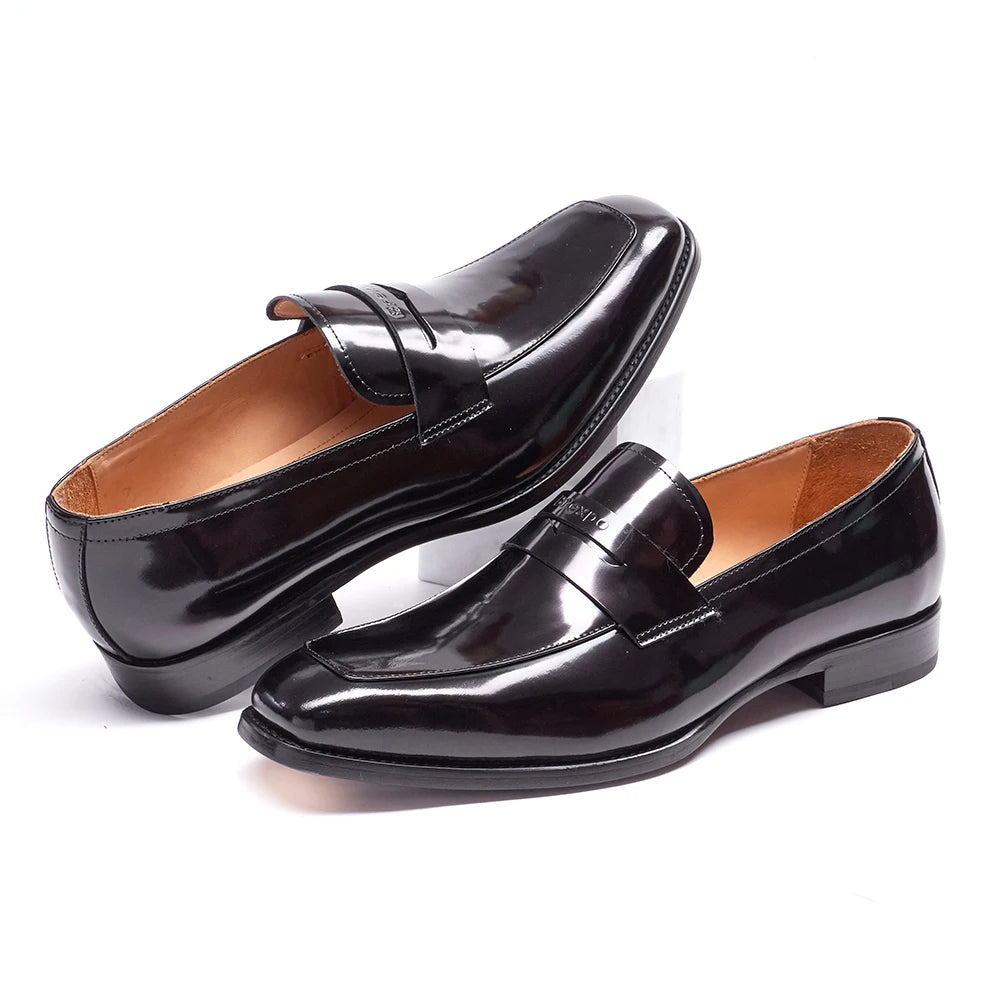 Hand-Stitched Genuine Leather Slip-On Loafers