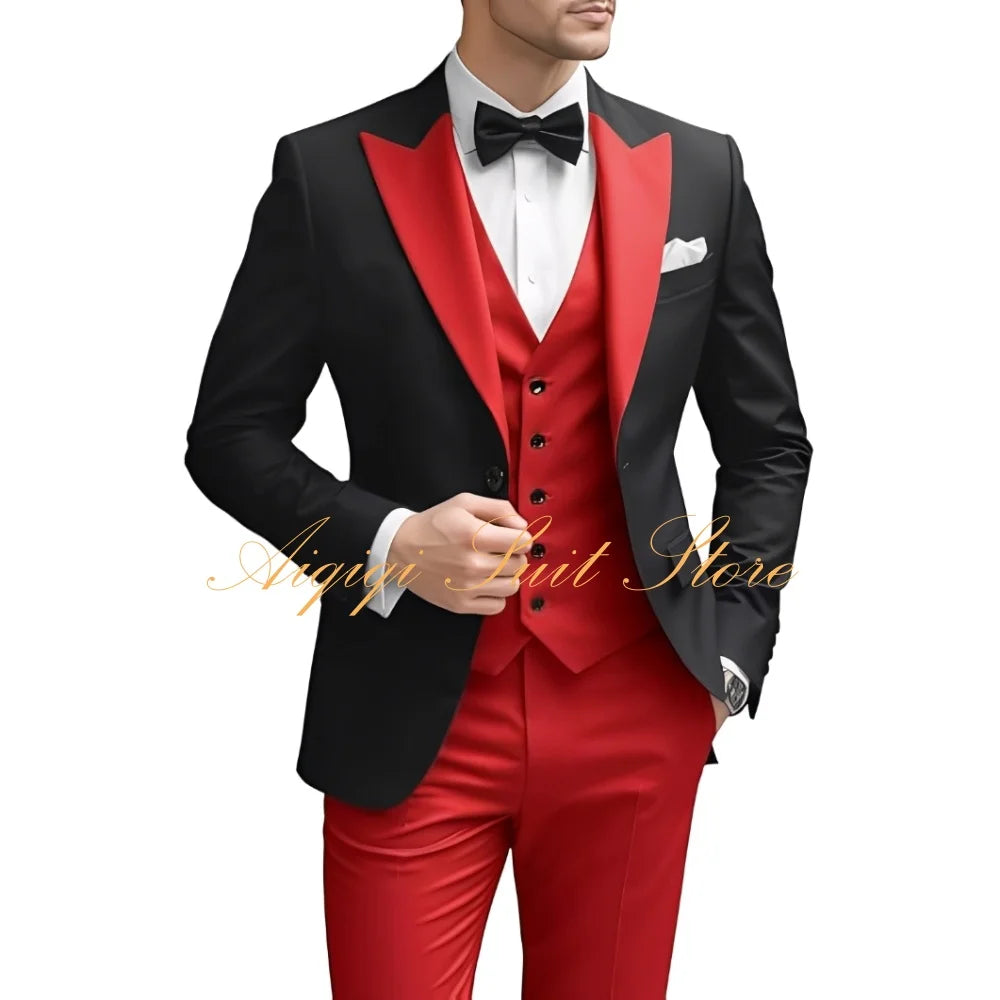 Men's Suits Slim Fit 3 Piece Wedding Suit for Men Elegant Formal Prom Tuxedo Grooms Homecoming Blazer Vest Pants Men Suits
