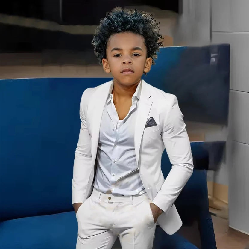 Boys Suits Suit (Jacket + Trousers) – Stylish Slim Fit Gold Single-Breasted Perfect for Weddings & Cocktail Parties