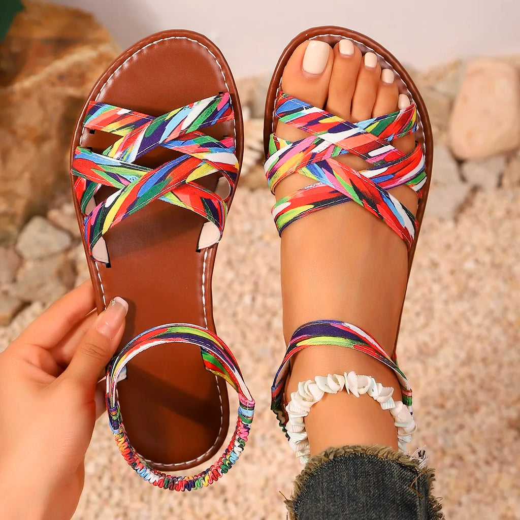Flat Non Slip Roman Strap Sandals