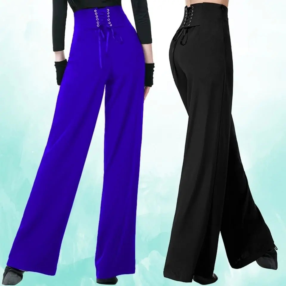 Wide-Leg High Waist Casual Loose Latin Chiffon Trousers