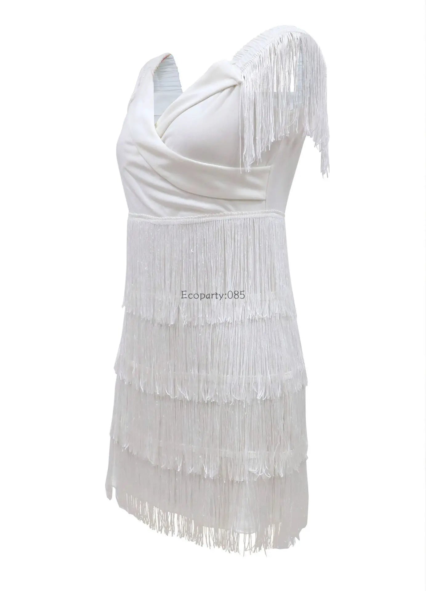 Sexy Big V Neck One-shoulder Fringed Skirt