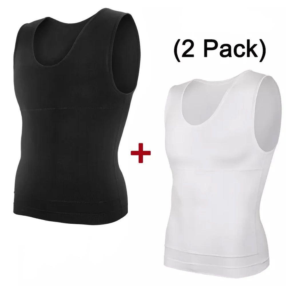 2 Pieces Men's High Compression Slimming Shirts