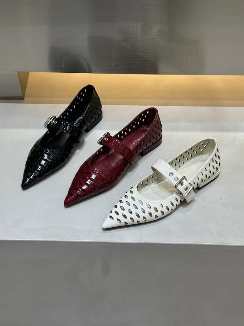 Pointed Toe Flats Hollow Loafers