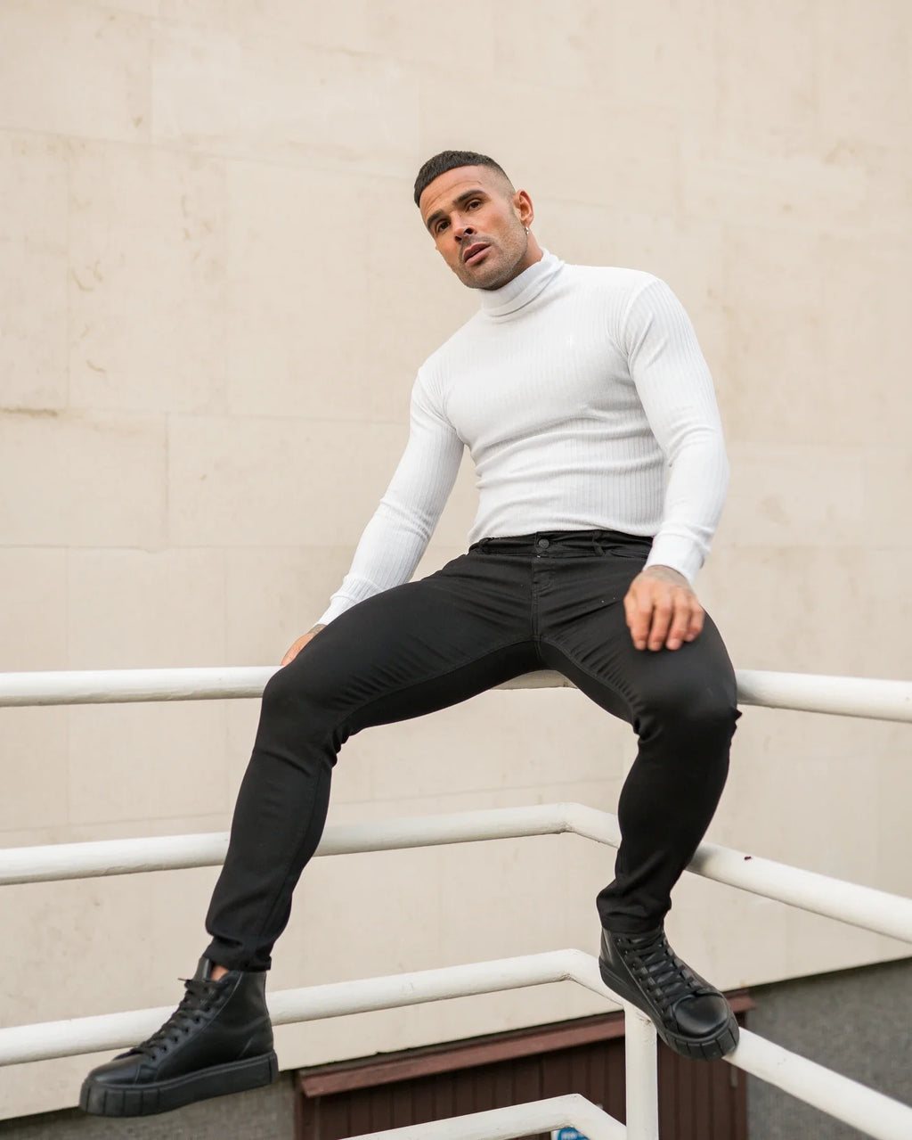 Plain  Slim Fit Turtleneck Knitted Long Sleeve Breathable Quick Dry T-shirts, Fitness Bodybuilding Muscle Sweater Pullover