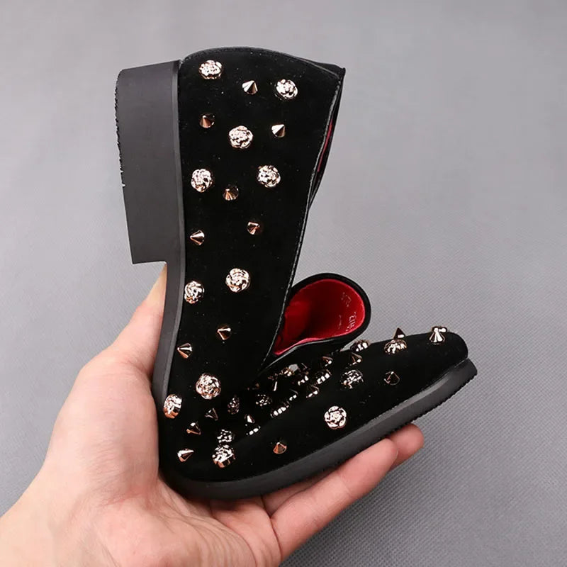 British Pointed Punk Rivet Loafers