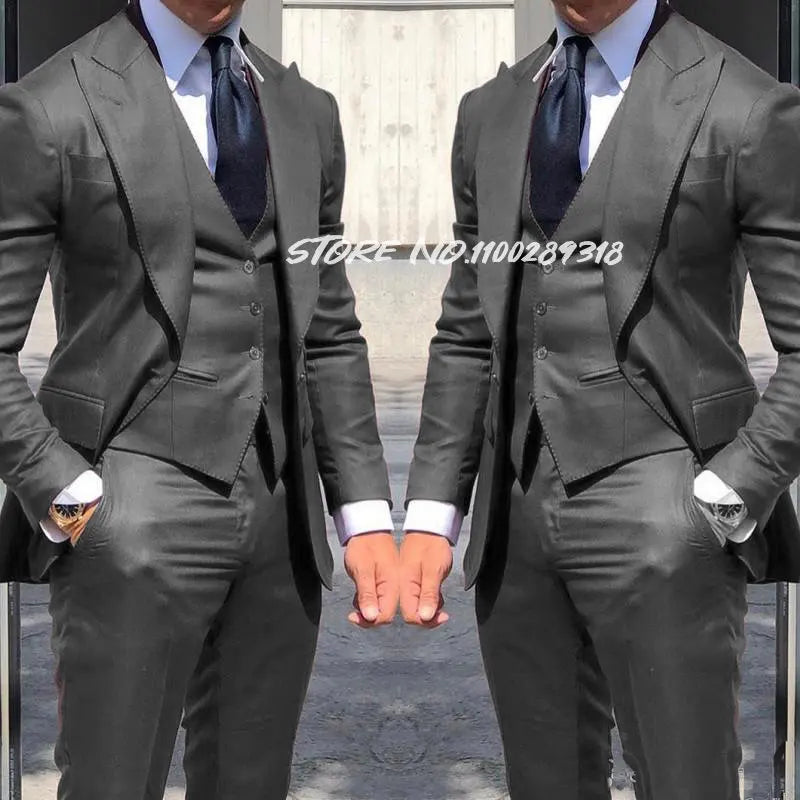 Classy 3 Pieces Tuxedos Slim Fit Costume Homme(Jacket+Vest+Pants)