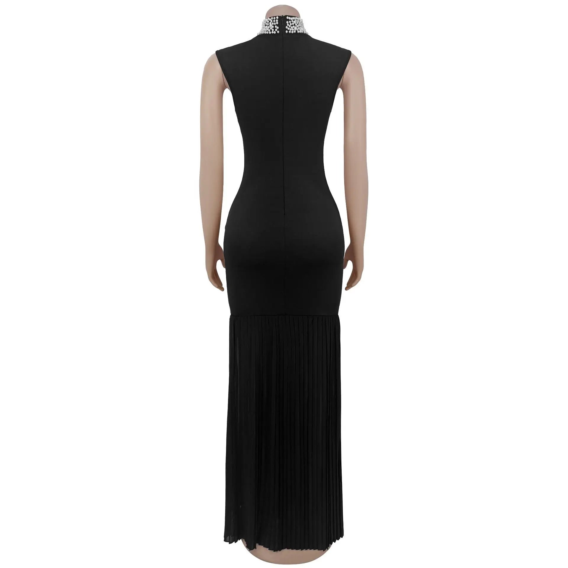 Elegant Party Patchwork Pleated Evening Dress