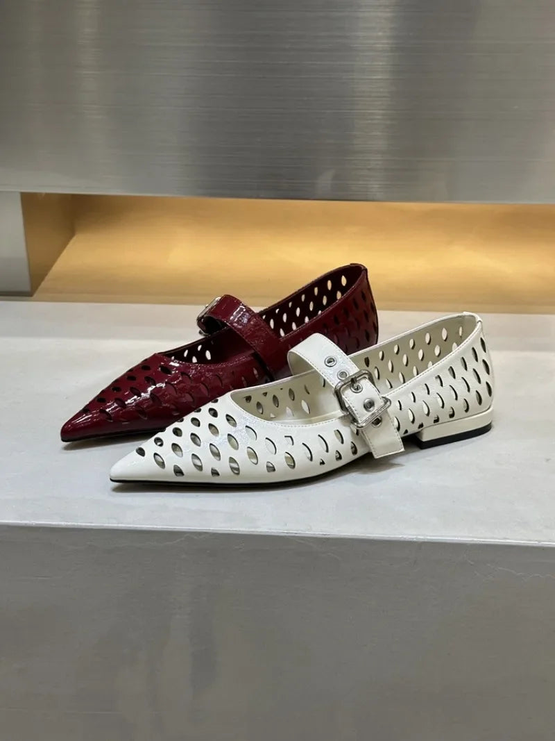 Pointed Toe Flats Hollow Loafers