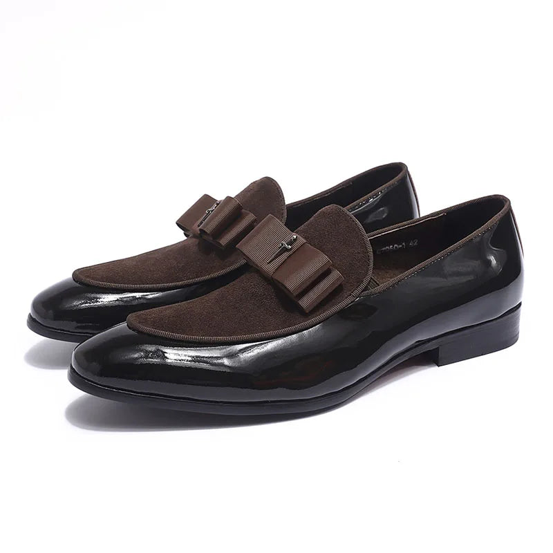 Cross Labled Suede Slip-On Leather Loafers