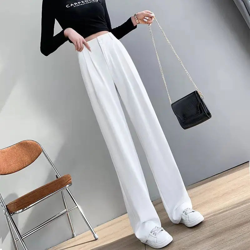 High Waist Fluid Korean Style Wide Leg Palazzo Trousers