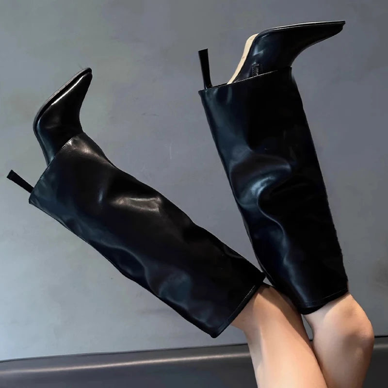 High Elegant Women Pointed Toe High Chelsea Boots