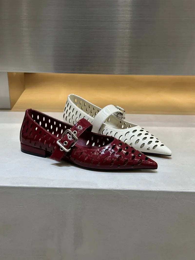 Pointed Toe Flats Hollow Loafers